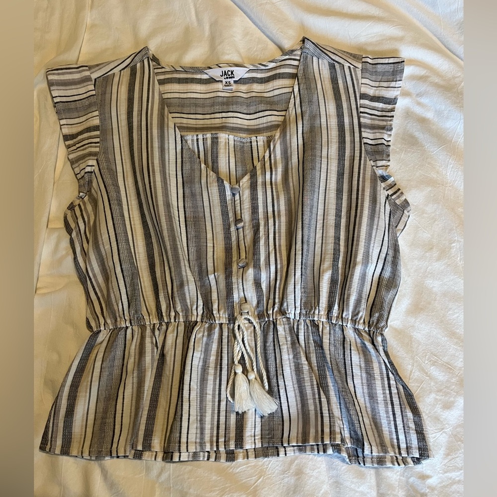 Striped linen shirt with draw string